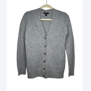 J. Crew 100% Merino Wool V-Neck Cardigan Sweater Gray Size S